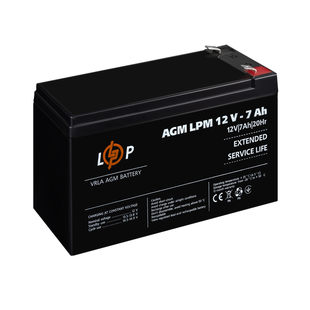 Акумулятор AGM LogicPower LPM 12V - 7 Ah - изображение 3