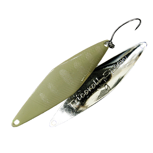 Блесна Jackall Timon Tricoroll Spoon 10г Pearl & Glow - Фото 1 Блесна Jackall Timon Tricoroll Spoon 10г Pearl & Glow - изображение 1