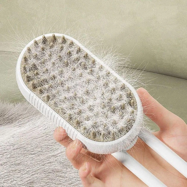 Акумуляторна щітка з паром для вичісування собак та котів Steamy Brush Pet, електрична парова щітка для догляду за шерстю BRH-988-White/Beige - Фото 11 Акумуляторна щітка з паром для вичісування собак та котів Steamy Brush Pet, електрична парова щітка для догляду за шерстю BRH-988-White/Beige - зображення 11