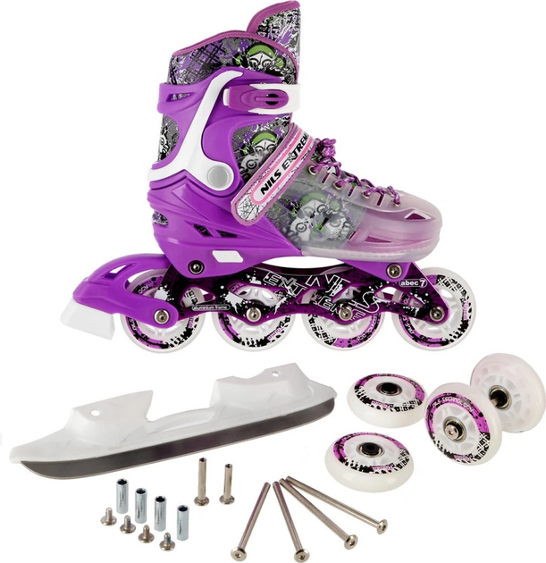 Łyżworolki Nils Extreme 4 w 1 NH18122 Fioletowe roz. L (39-43) (5907695535310) - obraz 10