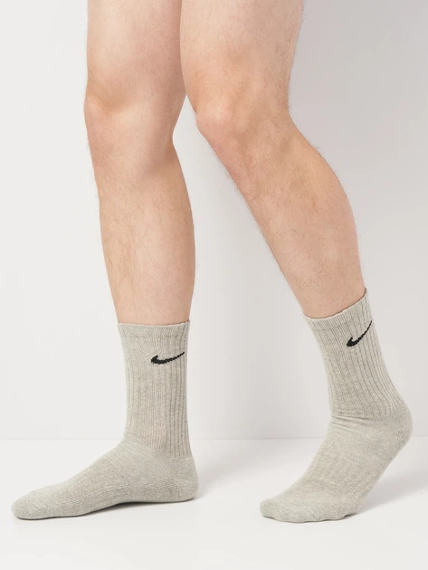 Набор мужских носков высоких хлопковых Nike U Nk V Cush Crew Value SX4508-965 42-46 3 пары Черный/Белый/Серый (685068095474) - изображение 4