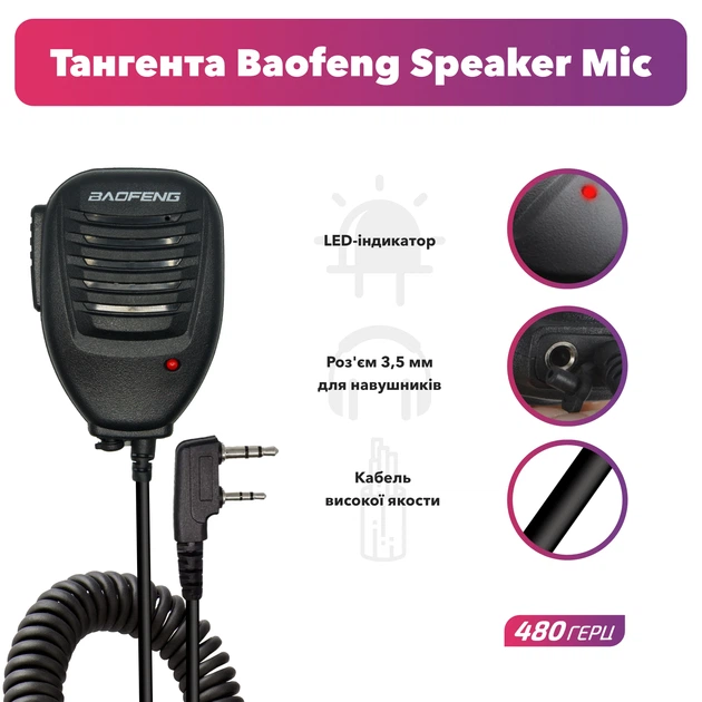 НабірРація Baofeng BF-888S + тангент Baofeng speaker mic + дод. батарея 1500 mAh чорний - зображення 5