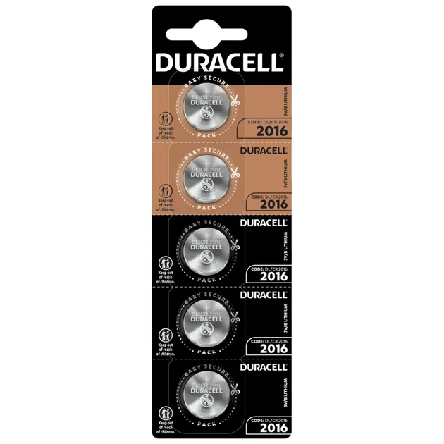 Батарейка літієва DURACELL DL2016 5BL - Фото 1 Батарейка літієва DURACELL DL2016 5BL - изображение 1