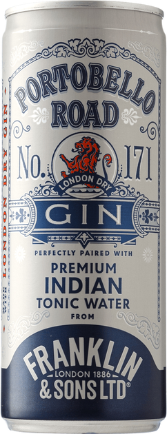 Напиток слабоалкогольный газированный Franklin & Sons Portobello Road Gin & Premium Indian Tonic 5.5% 0.25 л (5032678006324) - изображение 1