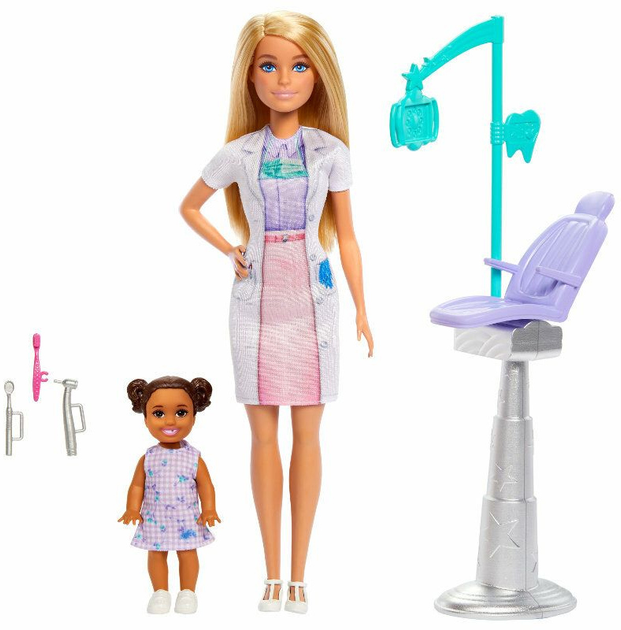 Лялька Mattel Barbie Lekarz Dentystka 29 см з пацієнтом + аксесуари JCR74 (194735275267) - зображення 6