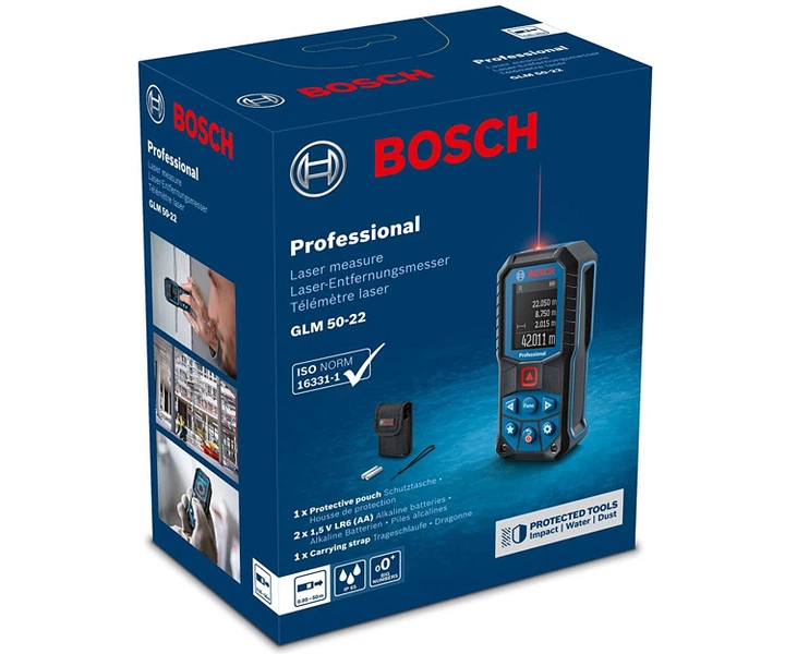 Лазерный дальномер Bosch GLM 50-22 Professional (AA 1.5V, 50 м) с функцией памяти (25253) - Фото 5 Лазерный дальномер Bosch GLM 50-22 Professional (AA 1.5V, 50 м) с функцией памяти (25253) - изображение 5