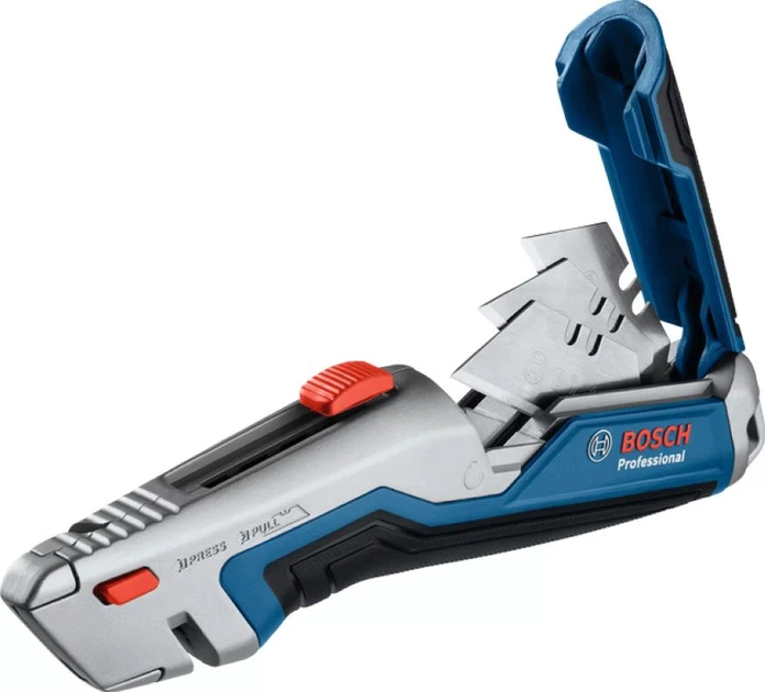 Нож выдвижной Bosch Professional (185 мм, 3 лезвия) универсальный быстрая замена лезвий + сменные лезвия (25336) - Фото 6 Нож выдвижной Bosch Professional (185 мм, 3 лезвия) универсальный быстрая замена лезвий + сменные лезвия (25336) - изображение 6