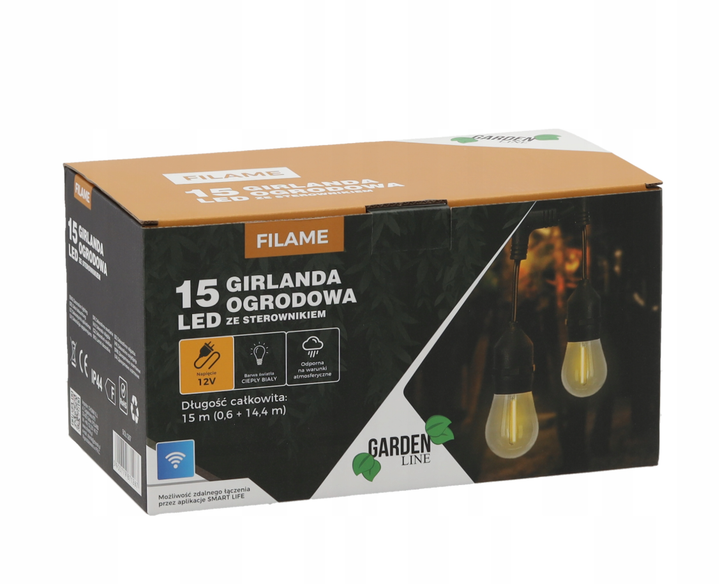 Декоративна садова гірлянда з Wi-Fi керуванням 15 м 15 LED GardenLine SOL1267 колір теплий-білий - Фото 7 Декоративна садова гірлянда з Wi-Fi керуванням 15 м 15 LED GardenLine SOL1267 колір теплий-білий - зображення 7