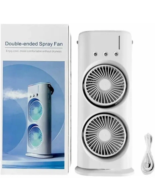 Вентилятор настольный двойной с охлаждением Double-ended Spray Fan LED подсветка - изображение 2