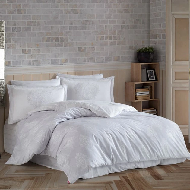 Комплект постільної білизни Hobby Poplin Rachel сірий 160x220см напівтораспальний (606464_1,5) - зображення 2