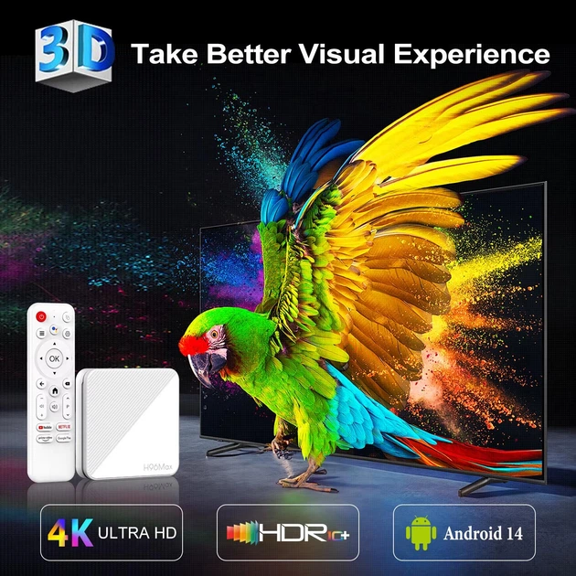 Смарт ТВ приставка H96 Max H313 2/16 Гб Android TV 14 Smart Box Allwinner H313 + промокоды на телевидиние (H96 Max H313 2/16 White) - изображение 8