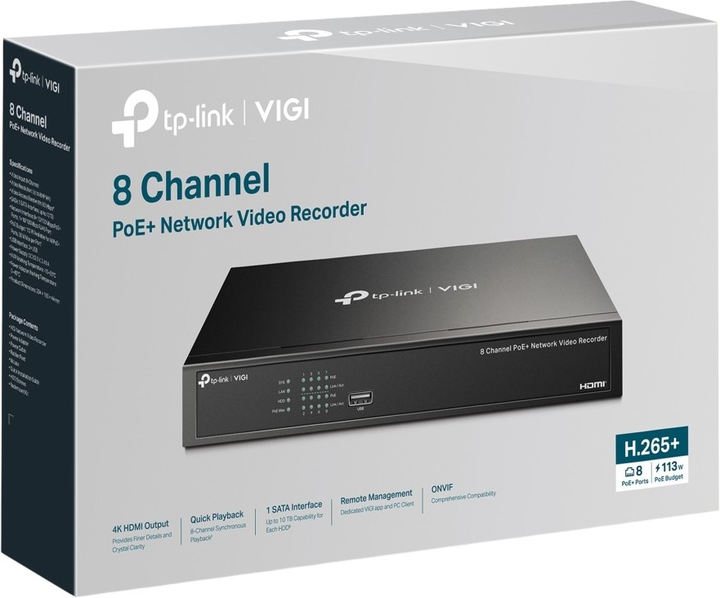 Rejestrator sieciowy TP-LINK VIGI NVR1008H-8MP - obraz 3