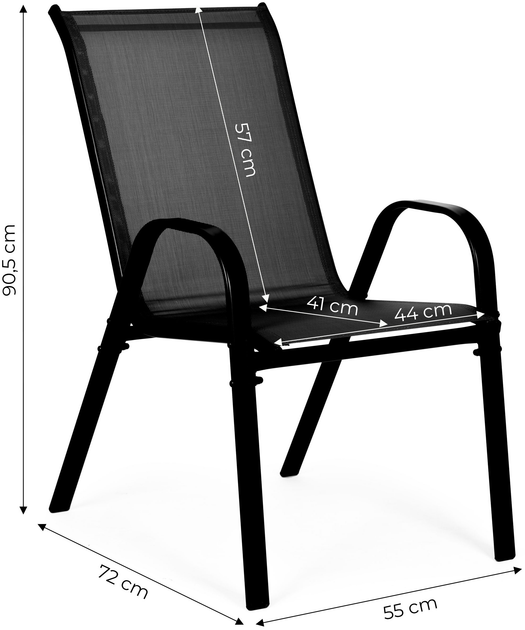 Набір садових стільців ModernHome by Multistore SC-092KD Black 4 шт (5905817004904) - зображення 8