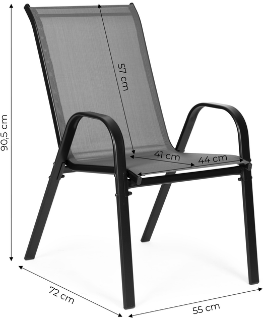 Zestaw krzeseł ogrodowych ModernHome by Multistore SC-092KD Dark Gray 4 szt (5905817004898) - obraz 7