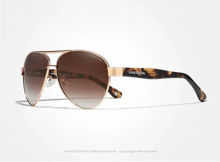 Мужские поляризационные солнцезащитные очки KINGSEVEN 7777 Gold Gradient Brown - изображение 3