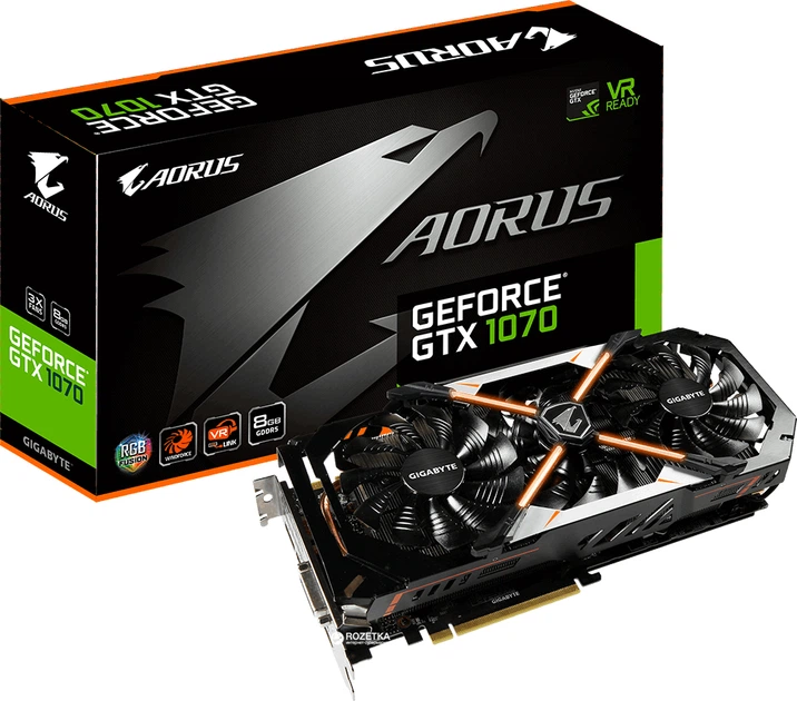 Видеокарта Gigabyte PCI-Ex GeForce GTX 1070 Aorus 8GB GDDR5