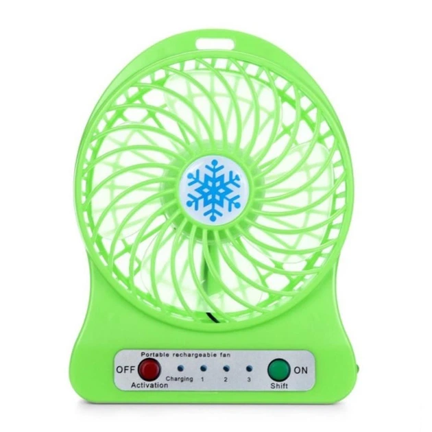 Вентилятор портативный настольный мини на аккумуляторе + USB Mini Fan 14х10х4 см Зеленый - изображение 4