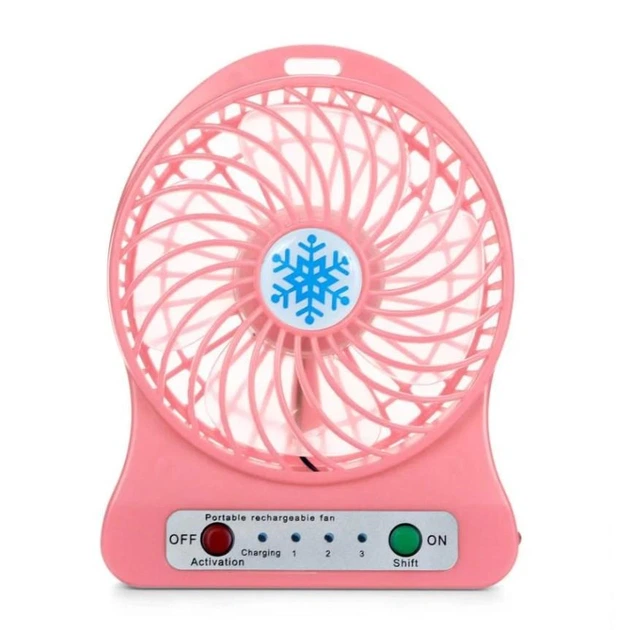 Вентилятор портативный настольный мини на аккумуляторе + USB Mini Fan 14х10х4 см Розовый - изображение 2