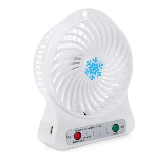 Вентилятор портативный настольный мини на аккумуляторе + USB Mini Fan 14х10х4 см Белый - изображение 4