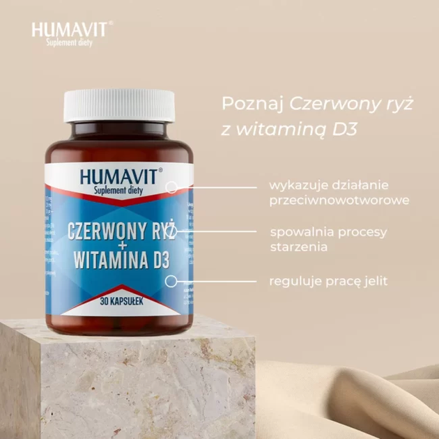 Suplement diety Humavit Czerwony ryż z witaminą D3 30 kapsułek (5903129300516) - obraz 4