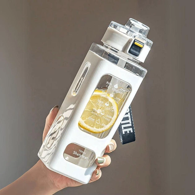Спортивна пляшка для води та напоїв з нагадуванням про пиття Trinken пляшка для спорту зі шкалою на 700 мл, 23.5х7.5 см, білий (104113816) - зображення 2