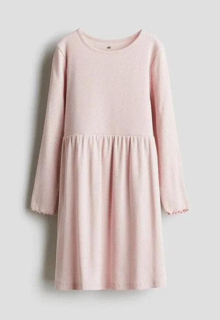 Сукня з джерсі в рубчик світло-рожева H&M 92см (400010729) - Фото 1 Сукня з джерсі в рубчик світло-рожева H&M 92см (400010729) - зображення 1
