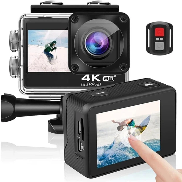Водонепроницаемая экшн-камера 4К Ultra HD WiFi Aciton Camera, спортивная камера с пультом управления Черная WHQ-60-Black - Фото 8 Водонепроницаемая экшн-камера 4К Ultra HD WiFi Aciton Camera, спортивная камера с пультом управления Черная WHQ-60-Black - изображение 8