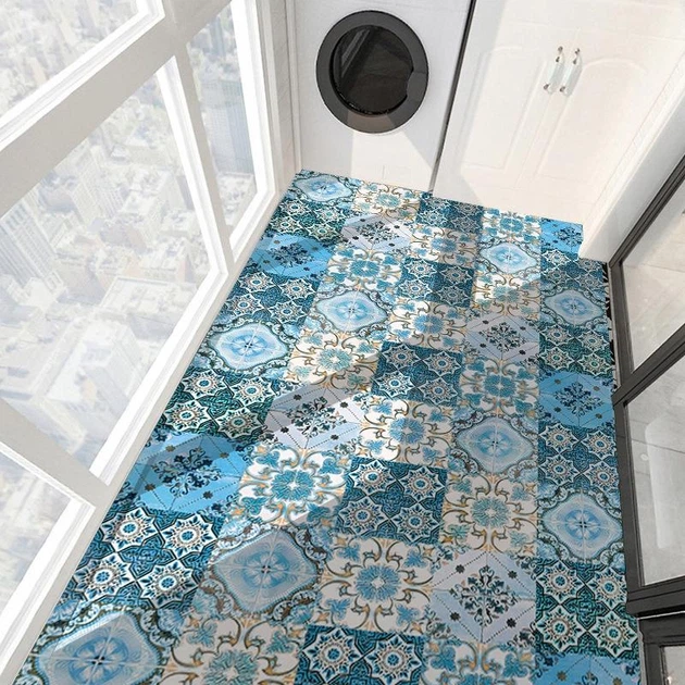 Самоклеюча ПВХ плитка Patchwork 20x20 см, 10 шт, водостійкі панелі для стін і підлоги (0,4 м²) візерунок № 4 - зображення 4