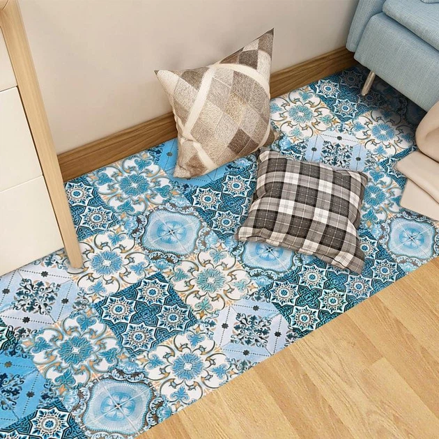 Самоклеюча ПВХ плитка Patchwork 20x20 см, 10 шт, водостійкі панелі для стін і підлоги (0,4 м²) візерунок № 4 - зображення 5