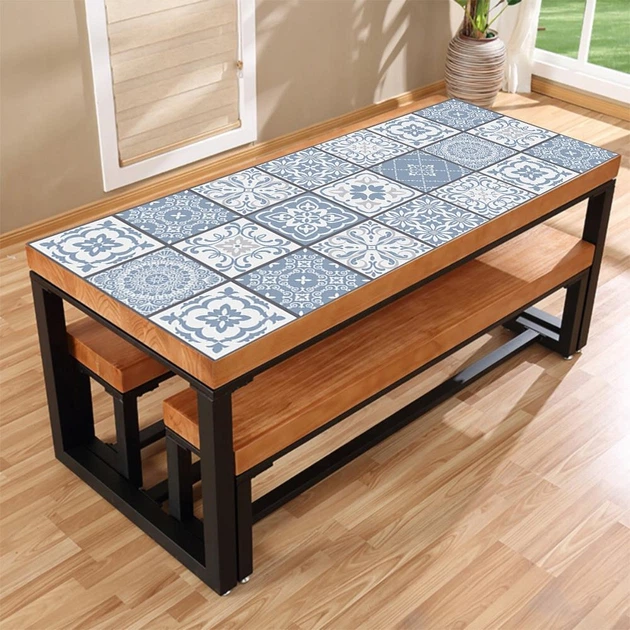 Самоклеящаяся ПВХ плитка Patchwork 20x20 см, 10 шт, водостойкие панели для стен и пола (0,4 м²) узор № 7 - изображение 8