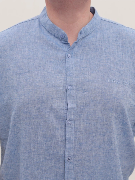Сорочка чоловіча синя пряма лляна великий розмір 6529-B-3 3XL - зображення 4