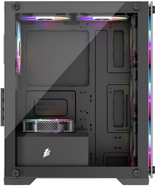 Корпус 1stPlayer X2-M-BK-4F1 Black - зображення 3