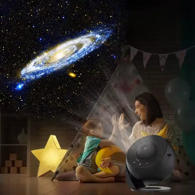Ночник проектор звездного неба галактика Galaxy 19 сменных картриджей, домашний планетарий черный - Фото 7 Ночник проектор звездного неба галактика Galaxy 19 сменных картриджей, домашний планетарий черный - изображение 7