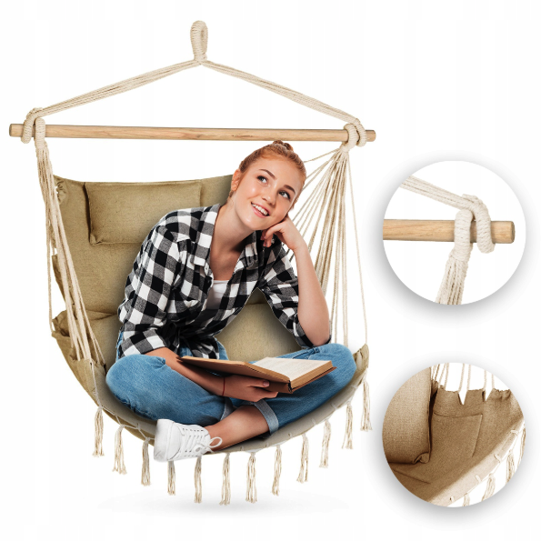 Бразильское кресло - гамак Outtec Boho Sois XXL бежевый - Фото 2 Бразильское кресло - гамак Outtec Boho Sois XXL бежевый - изображение 2