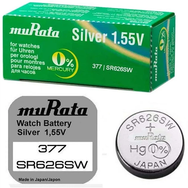Батарейка в годинник muRata SR626SW 377 1BL - Фото 1 Батарейка в годинник muRata SR626SW 377 1BL - зображення 1