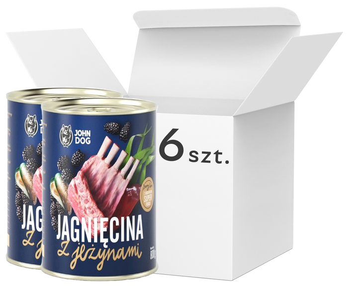 Упаковка вологого корму для собак John Dog Berry Adult з ягням і ожиною 6 шт х 800 г (5903246845518) - зображення 1