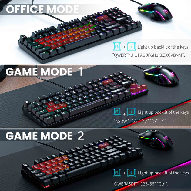 Игровой набор Gaming Combo 2-in-1 Механическая клавиатура ENG ONIKUMA G26 + мышь ONIKUMA CW905 - изображение 14