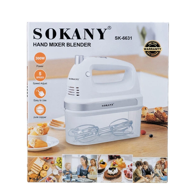 Миксер ручной Sokany SK-6631 300 Вт 5 скоростей с контейнером для насадок белый - изображение 3