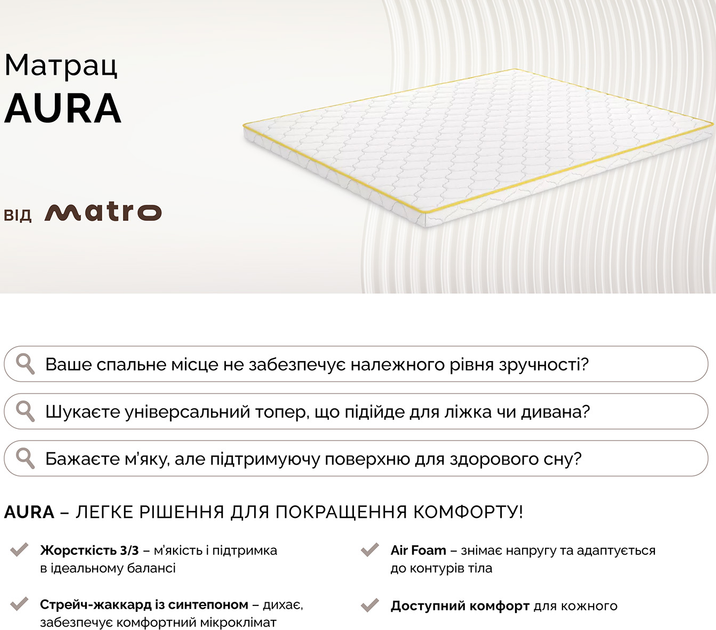 Ортопедичний матрац Matro (MatroLuxe) Aura 70х190 см (0024213580) - зображення 5