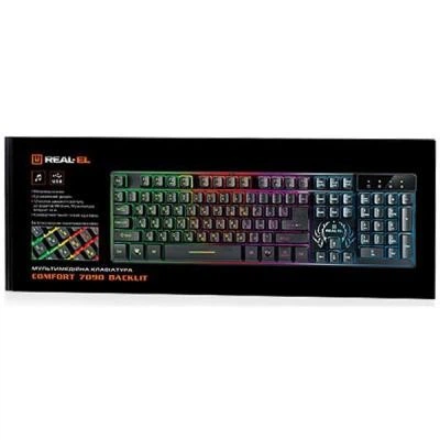 Клавіатура REAL-EL 7090 Comfort Backlit, black - зображення 4
