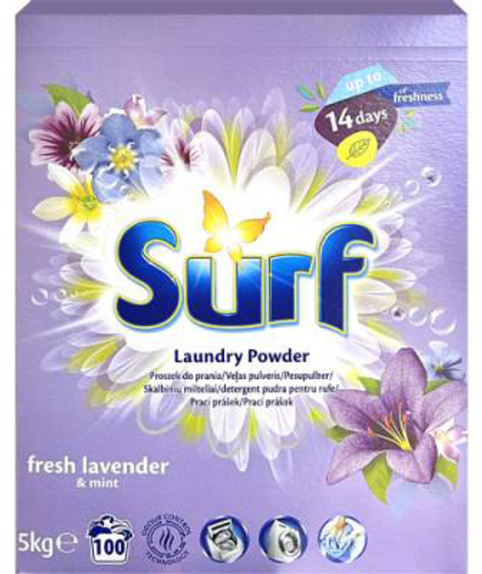 Proszek do prania uniwersalny Surf Fresh Lavender and Mint 5 kg (8886467018787) - obraz 1