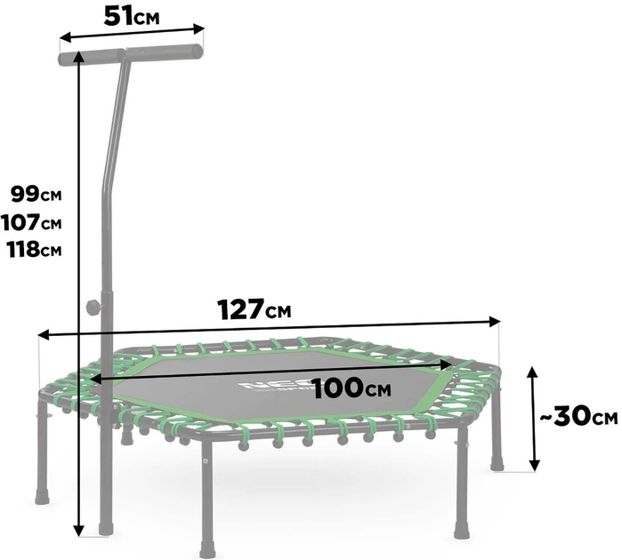 Trampolina fitness Neo Sport 127 cm z uchwytem zielona (5903890604349) - obraz 4