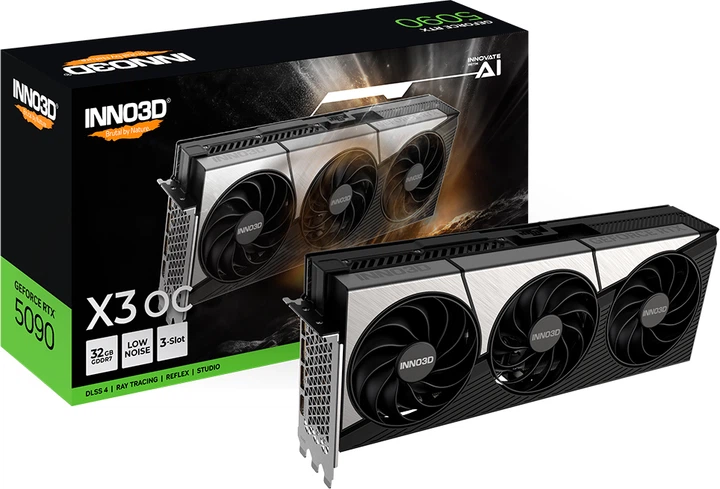 Відеокарта INNO3D PCI-Ex GeForce RTX 5090 X3 OC 32GB GDDR7 (512bit) (2452/28000) (HDMI, 3 x DisplayPort) (N50903-32D7X-17593928) - зображення 3