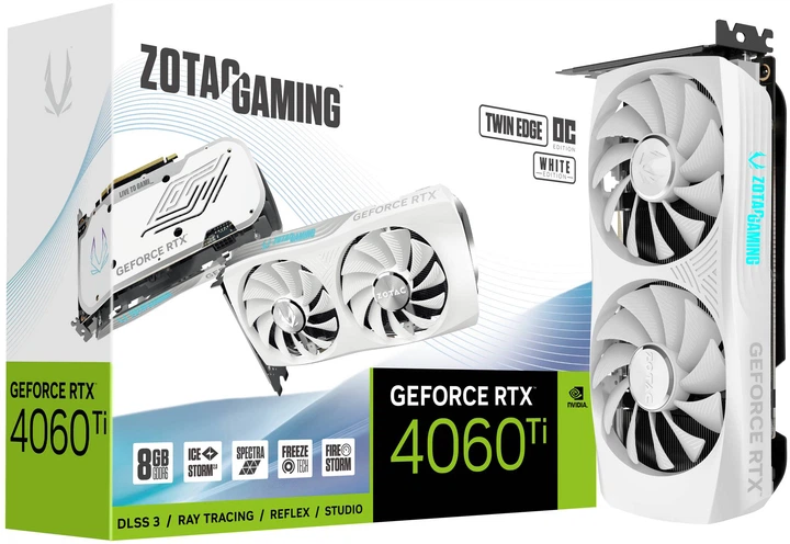 Видеокарта Zotac PCI-Ex GeForce RTX 4060 Ti Twin Edge OC White Edition 8GB GDDR6 (128bit) (2565/18000) (HDMI, 3 x DisplayPort) (ZT-D40610Q-10M) - изображение 7