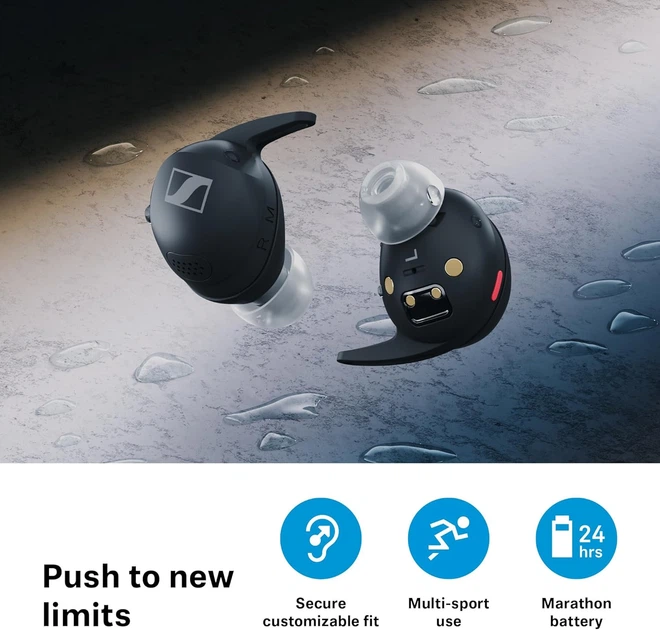 Наушники беспроводные Sennheiser Momentum Sport Graphite (700305) - Фото 8 Наушники беспроводные Sennheiser Momentum Sport Graphite (700305) - изображение 8