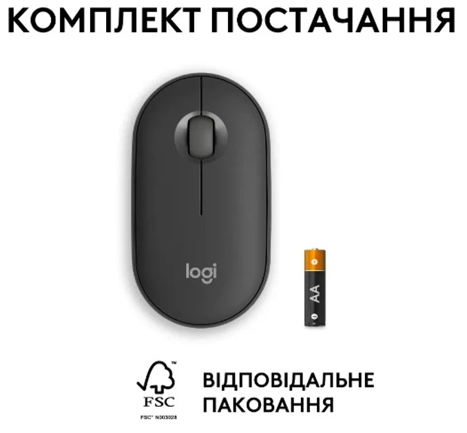 Миша Logitech Pebble Mouse 2 M350s Tonal Graphite (910-007015) (6915626) - изображение 4