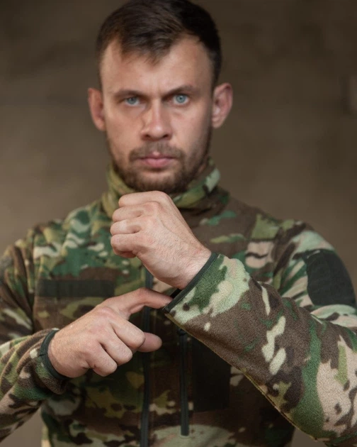 Тактическая флисовая кофта Patriot Мультикам военная мужская флиска с липучкой и сеткой полар 300 XL - изображение 6