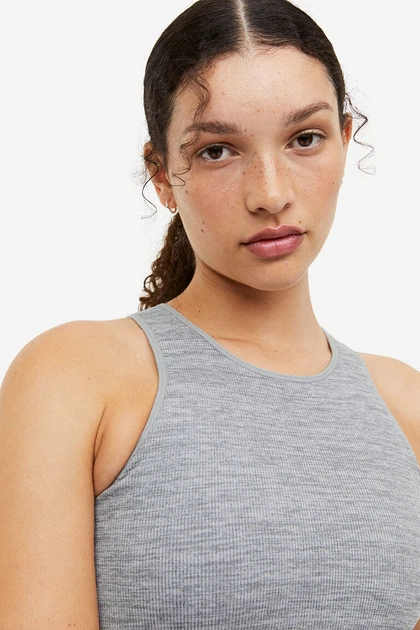 Топ спортивний H&M 271143646_lightgrey L Світло-сірий - зображення 2