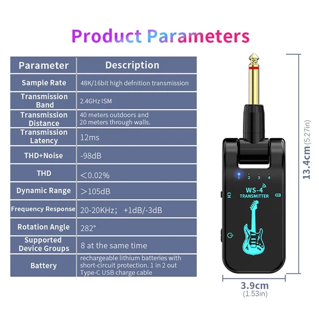 Цифровая радиосистема для гитары (инструментальная) Deviser WS-4 2.4G Black - Фото 7 Цифровая радиосистема для гитары (инструментальная) Deviser WS-4 2.4G Black - изображение 7