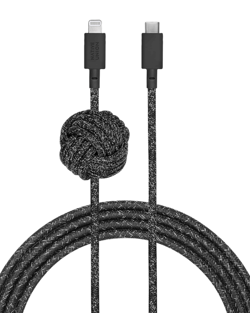 Кабель Native Union Night Cable USB-C to Lightning Cosmos Black (3 m) - Фото 8 Кабель Native Union Night Cable USB-C to Lightning Cosmos Black (3 m) - зображення 8